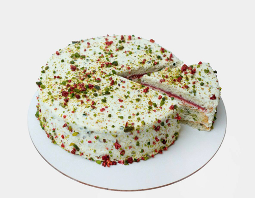 Торт "Фисташковый с малиной" классик