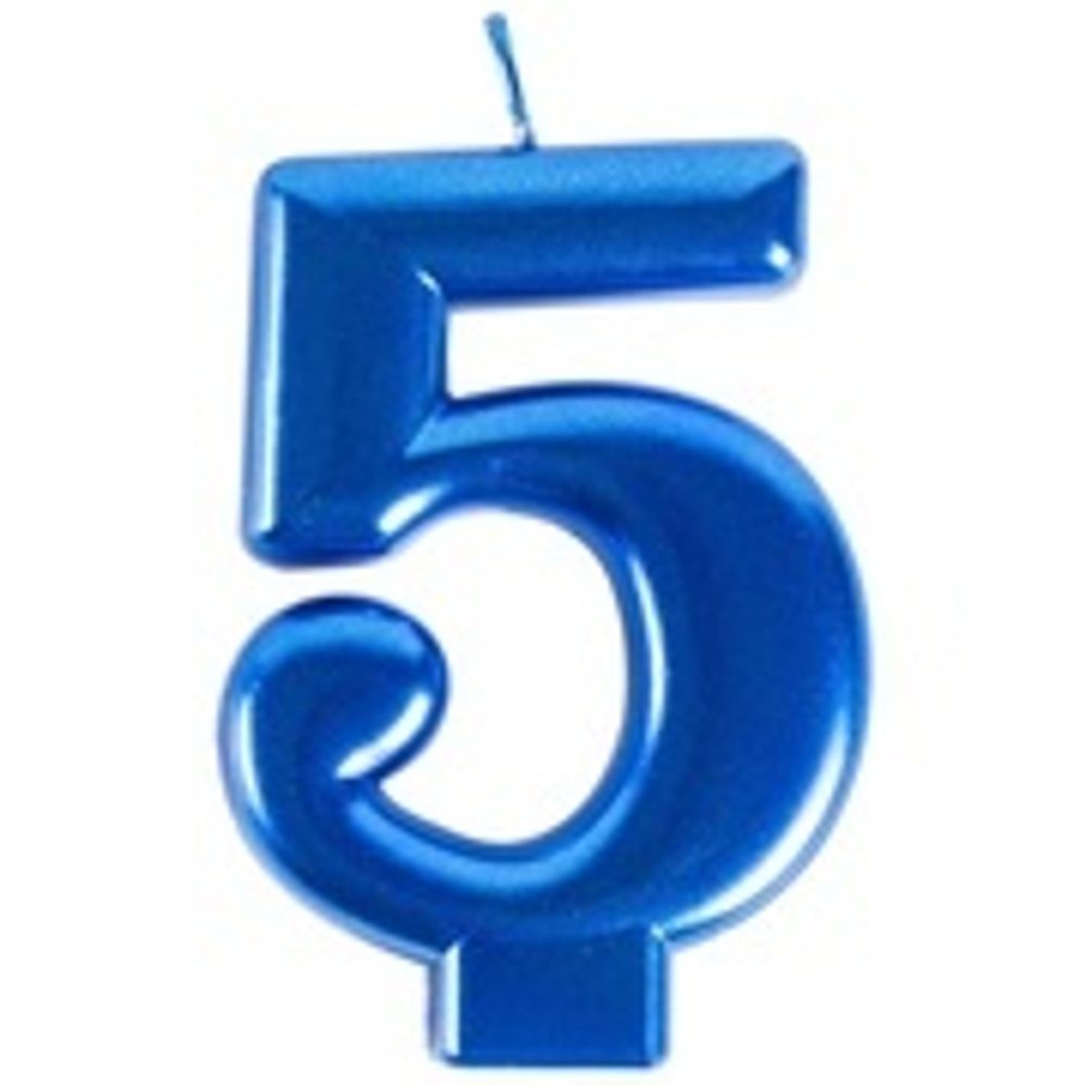 Свеча -цифра &quot;5&quot; Синяя 8см/G