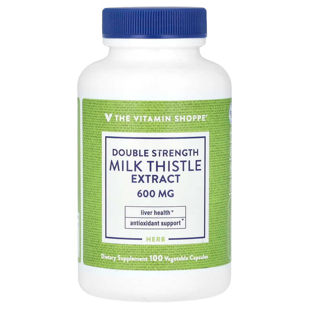The Vitamin Shoppe, экстракт расторопши, двойная сила, 600 мг, 100 растительных капсул