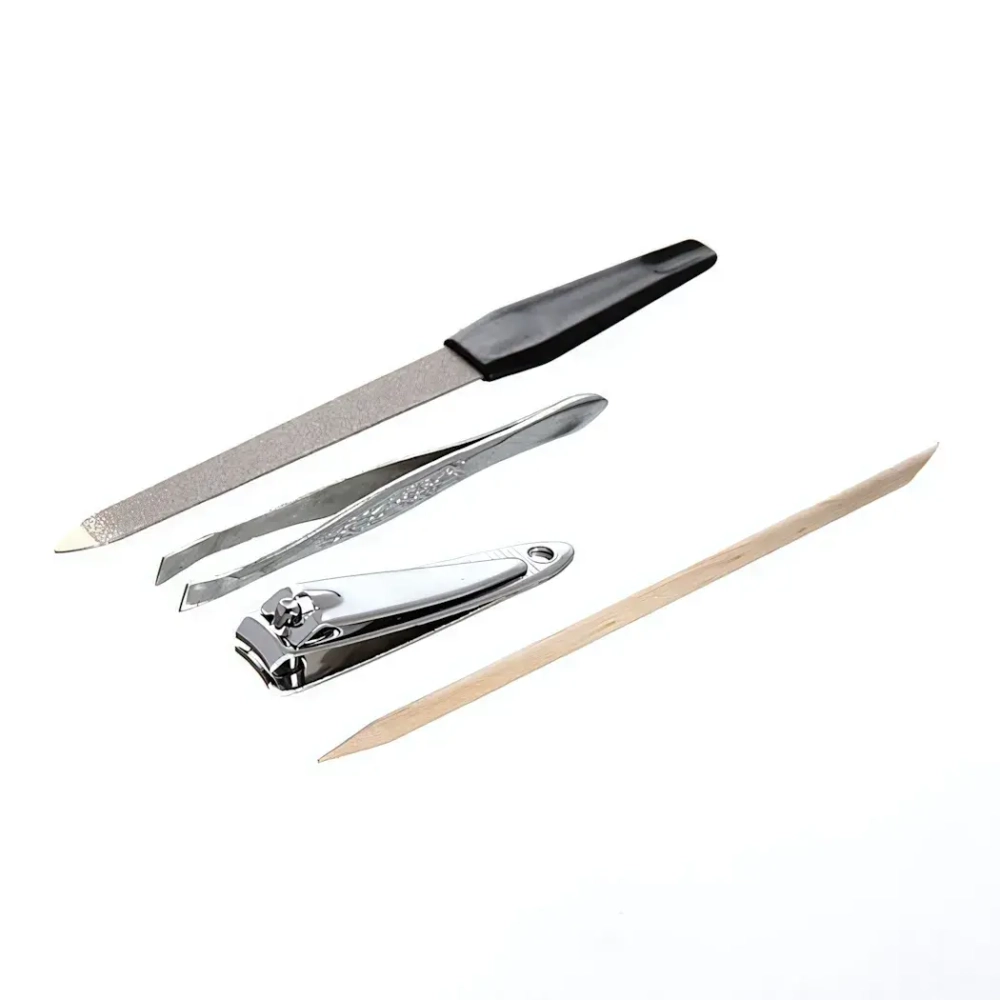 Маникюрный набор на блистере, 4 предмета «Ultramarine» (пилка металлическая, кусачки, апельсиновая палочка и пинцет)