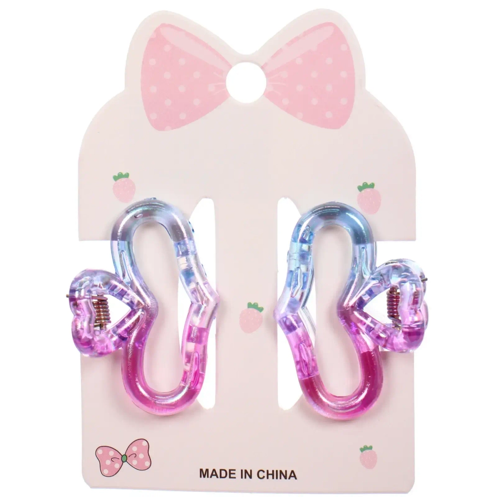 Заколки-крабы для волос 2шт «Мон Ляруш», сердечки, микс 6 цветов, 4,5см (Блистер)