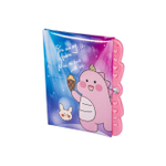 Блокнот 11,0 см * 15,0 см , 7БЦ, Alingar, мат. ламинация, поролон, код. замочек, 50л., линия, "Милый динозаврик", сиреневый