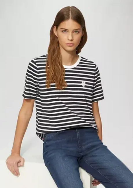 Футболка в полоску Relaxed Fit с вышивкой в форме сердца s.Oliver