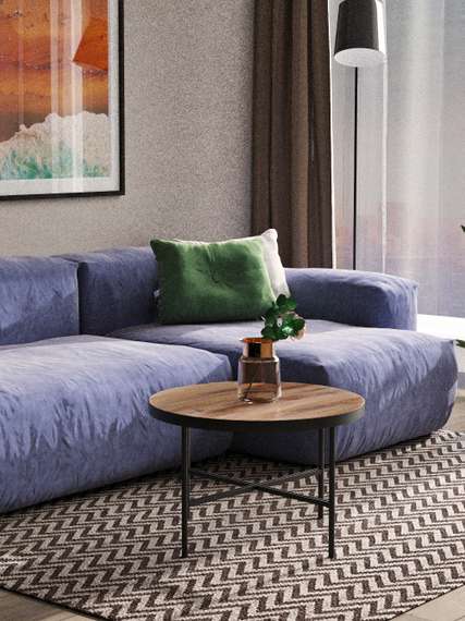 Стол журнальный МеталлАрт М011 коричневый дуб/черный большой