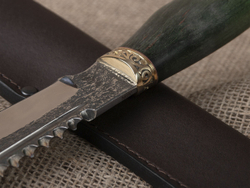 Нож "Алтай", сталь Bohler N690, рукоять зеленая стабилизированная берёза