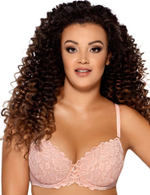 Бюстгальтер пуш-ап из кружевного полотна с люрексом (Размер: 90C) (Цвет: какао)