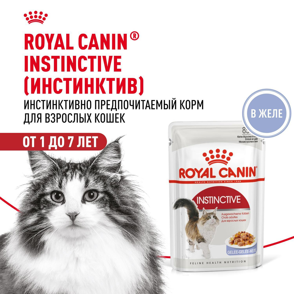 Royal Canin Instinctive Корм консервированный для взрослых кошек желе 85г