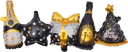 Гирлянда (41''/104 см) Фигура, С Днем Рождения, Стильный микс, Черный/Золото, 2 шт. в упак.