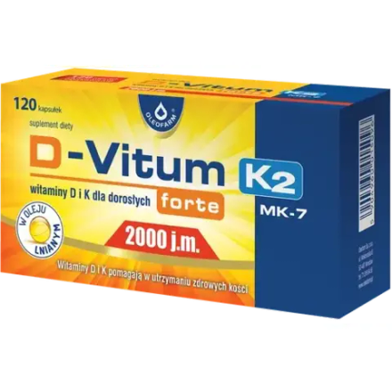 Д-Витум Форте 2000 МЕ. Диетическая добавка K2, 120 капсул