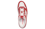 COACH Coach C201 leather lace-up round toe low-cut fashion sneakers men's white and red