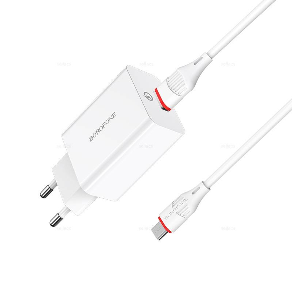 Зарядное устройство на Micro-USB Borofone BA21A QC3.0 (white)