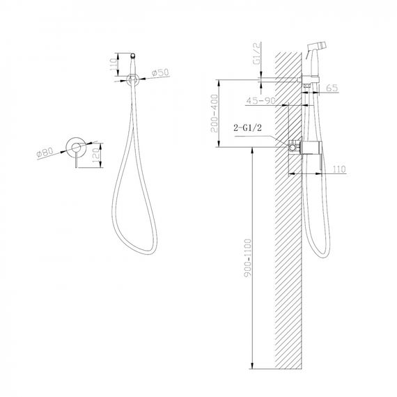 Смеситель ABBER Emotion AF8825B с гигиеническим душем, черный матовый