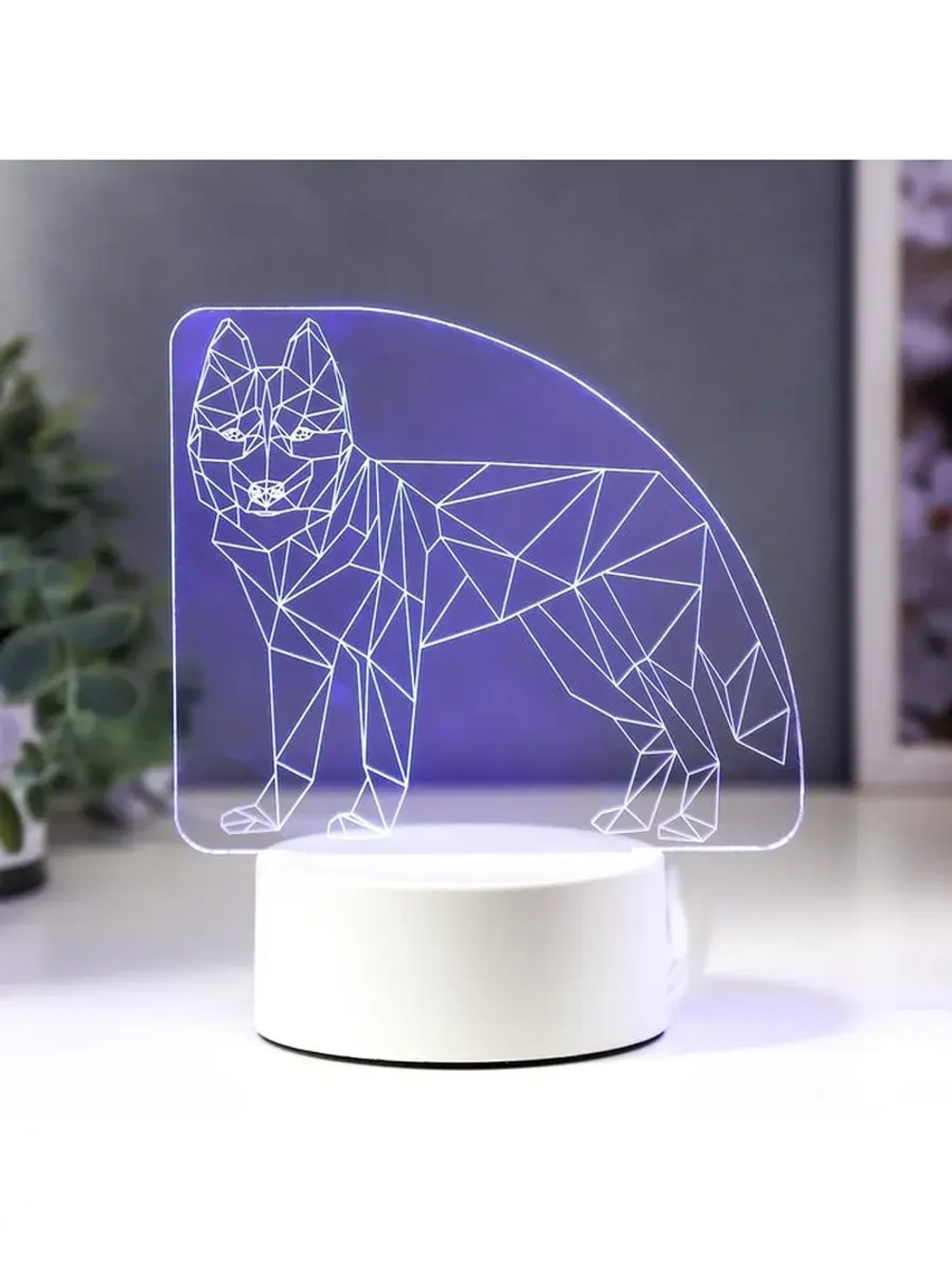 Светильник 3D ночник RISALUX «Волк», LED RGB, от сети, 9.5×1