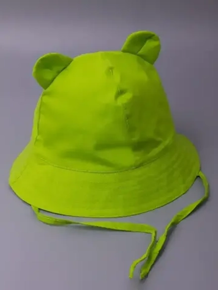 Детская зеленая панама на завязках пляжная