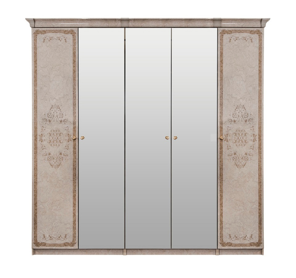 Патрисия (Эра) Шкаф пятидверный (2+1+2) с зеркалом (крем)