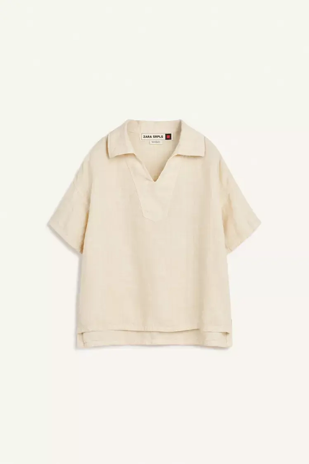 ZARA РУБАШКА С КОРОТКИМИ РУКАВАМИ, КАМЕННЫЙ