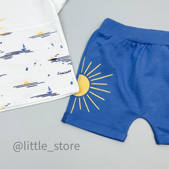 Комплект хлопковый "На горизонте" белый/синий