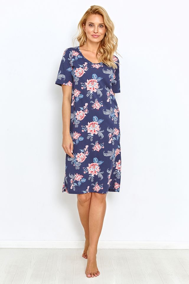 Синяя хлопковая сорочка Ellie с цветочным принтом