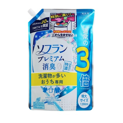 Кондиционер для белья Lion Япония Soflan Premium Deodorizer Zero, жасмин и акватика, 1,2 л