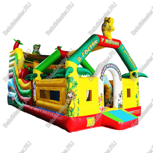 Батут с горкой "В гостях у жирафа", 8*4*5 м