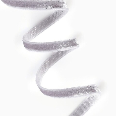 Бархатная лента с серебряным люрексом 6 мм