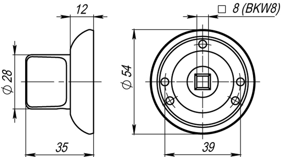Ручка поворотная BKW8.R.LD54 (BKW8) CP-8 хром
