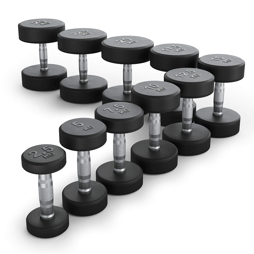 Ряд гантелей круглых UNIX Fit обрезиненные от 2,5 до 25 кг