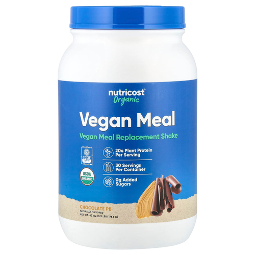 Nutricost, Organic Vegan Meal, шоколад PB, 1763 г (3,9 фунта)