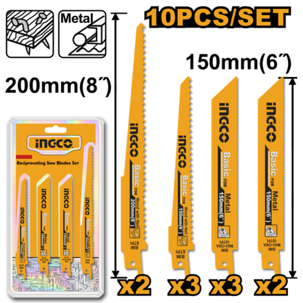 Полотна для сабельной пилы по дереву и металлу INGCO RSB1001 10 шт.