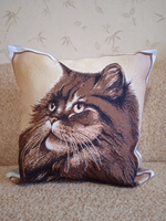 Декоративный гобеленовый чехол для интерьерной подушки Рыжий кот 47х47