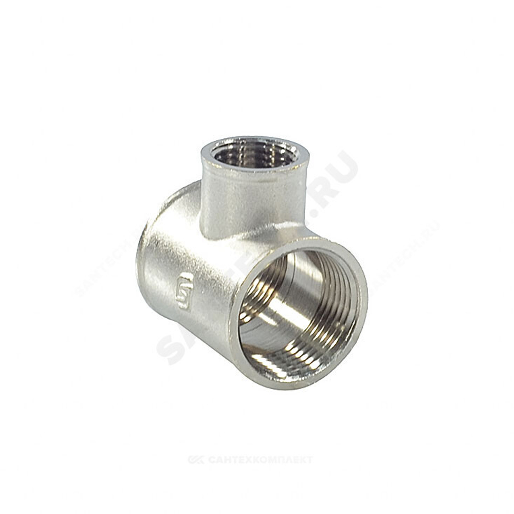Тройник латунь никель переходной Ду 20х15х20 (3/4"х1/2"х3/4") ВР/ВР SantechSystems