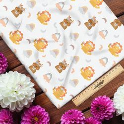 Ткань оксфорд 210 зверята в облаках