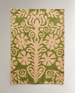 ZARA HOME X NANUSHKA ЛЬНЯНОЕ ПОЛОТЕНЦЕ С ЦВЕТОЧНЫМ РИСУНКОМ, РОЗОВЫЙ