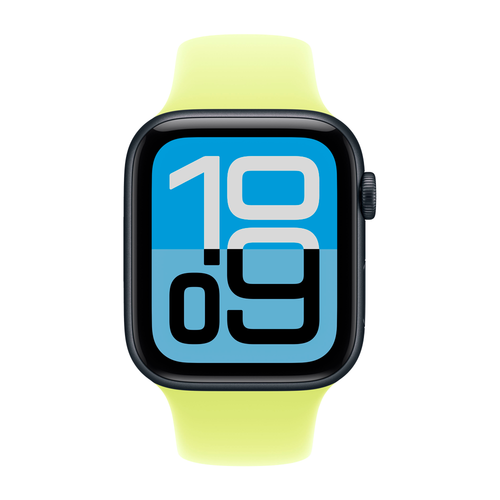 Умные часы Apple Watch SE 3 (2025) GPS, 44mm, Midnight Aluminium Case with Neon Yellow Sport Band, S/M