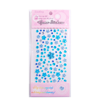 Стразы самоклеющиеся Цветочки-бусины градиент Голубые