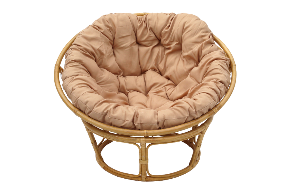 Кресло для отдыха Папасан арт.Р110Н Ø110см ротанг натуральный 3 уп(1 уп корзина медовый, 1 уп подставка, 1 уп подушка беж)