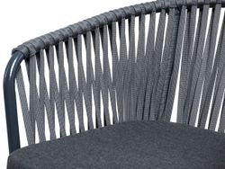 "Бордо" стул барный плетеный из роупа, каркас из стали темно-серый (RAL7024) муар, роуп серый 15мм, ткань темно-серая 027