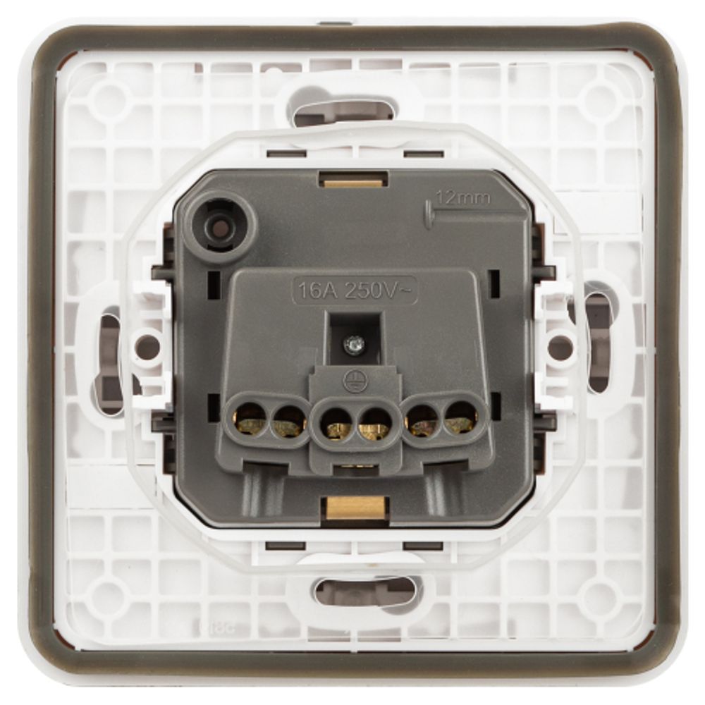 Розетка ЭРА Эксперт 11-2522-01 с заземлением с крышкой 2P+E IP55 шторки 16A-250В СУ белый