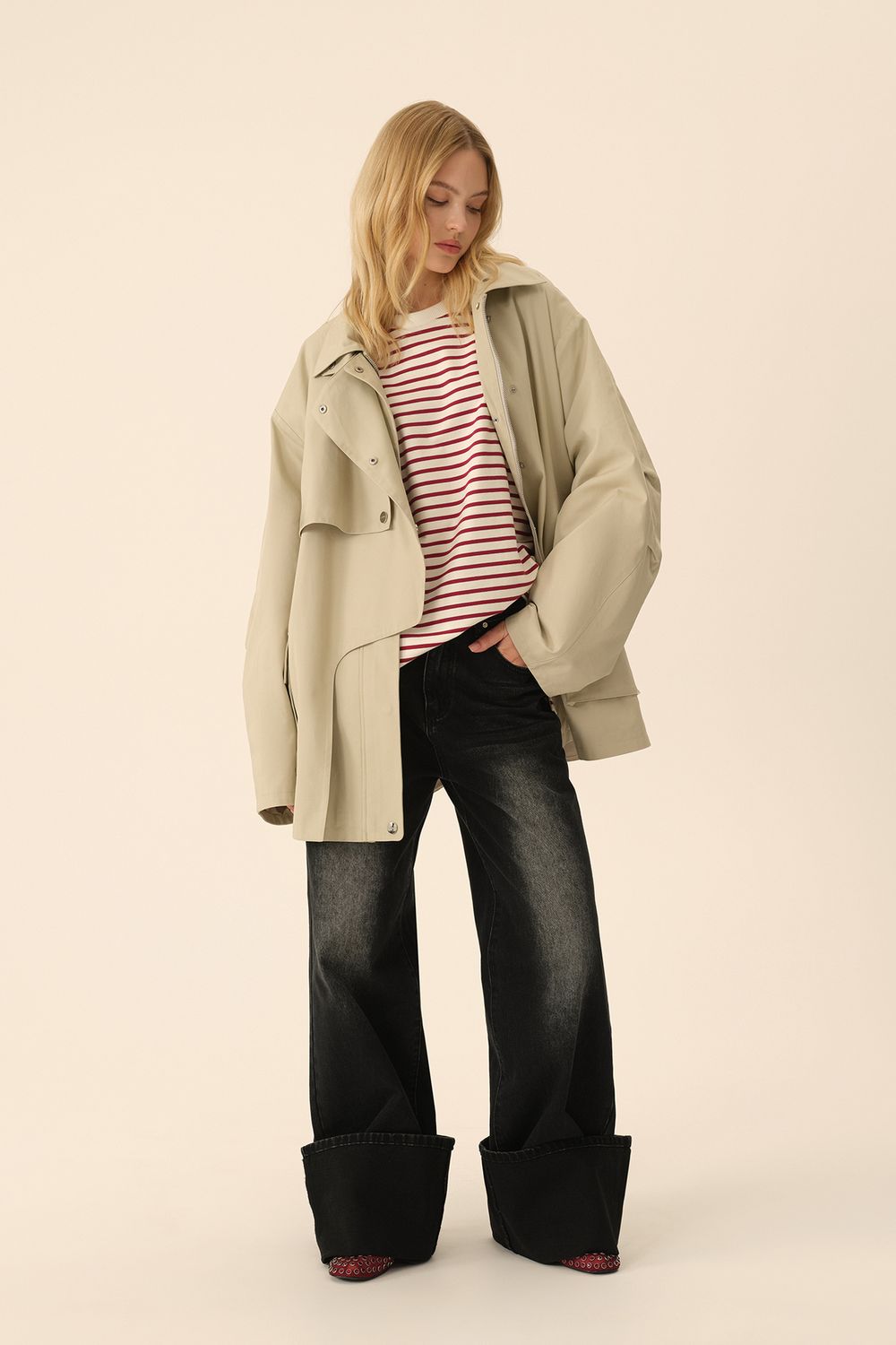 Широкие джинсы (Отворот - поворот), черные