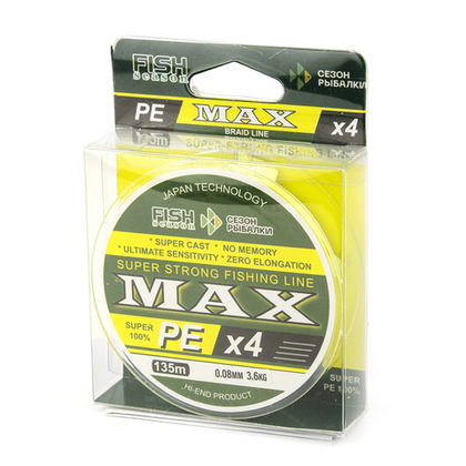 Плетенка Fish Season MAX 4X PE (135м), Желтый