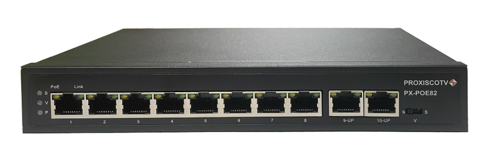 PX-POE82 коммутатор PoE 8+2 портов, металл