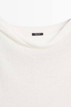 Massimo Dutti Топ без бретелей в рубчик, натуральный/кремовый