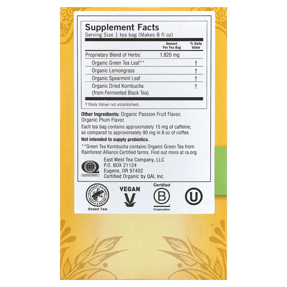 Yogi Tea, зелёный чай комбуча, 16 чайных пакетиков, 32 г (1,12 унции)