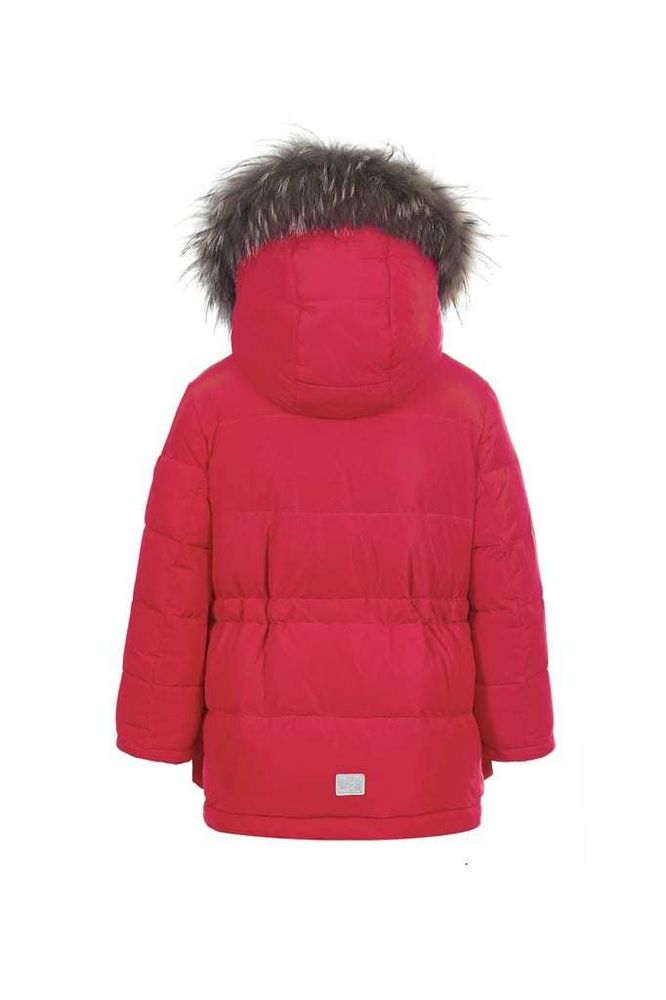 Красная удлиненная куртка с мехом PULKA FW 19-20