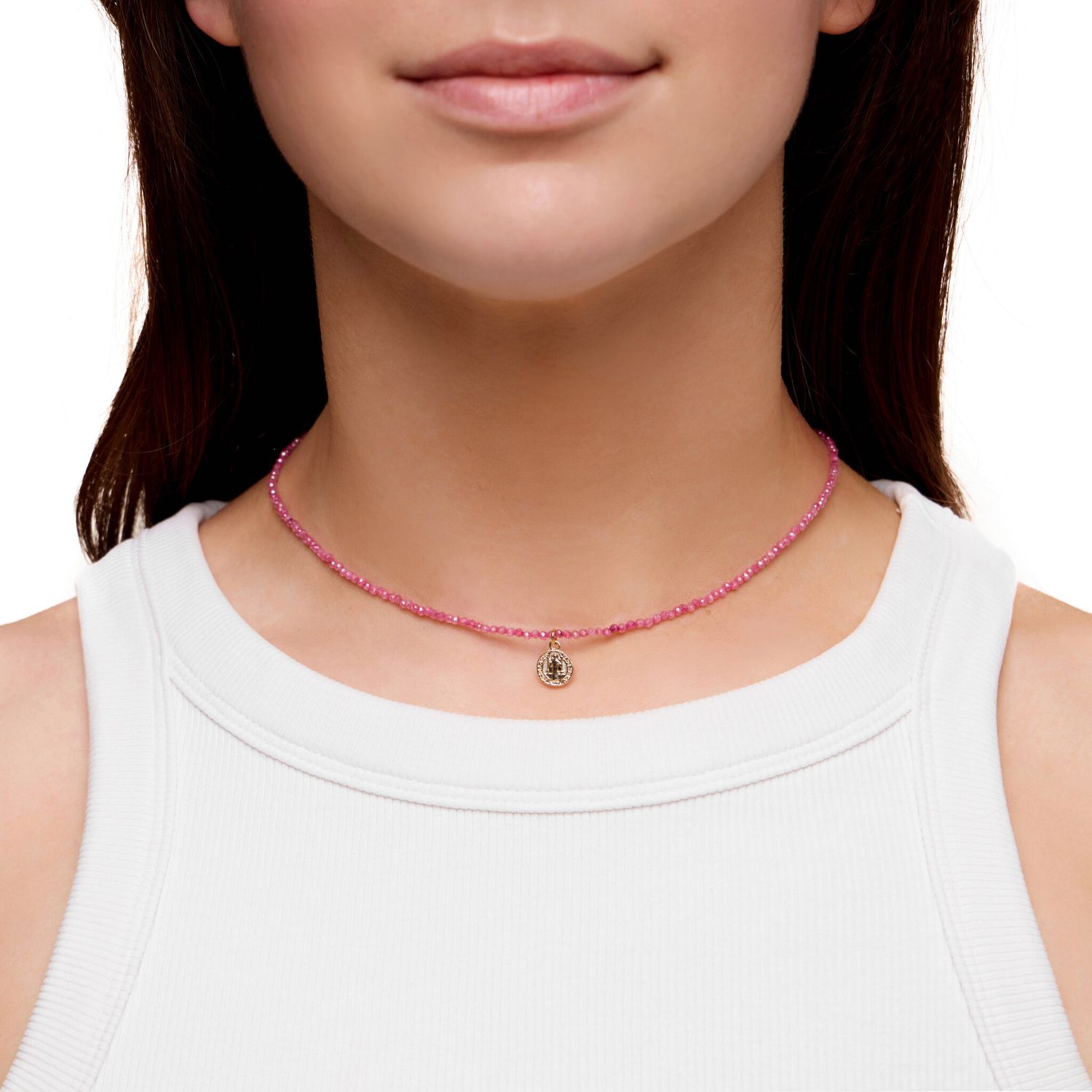 Колье Tiny Coin Necklace - Pink