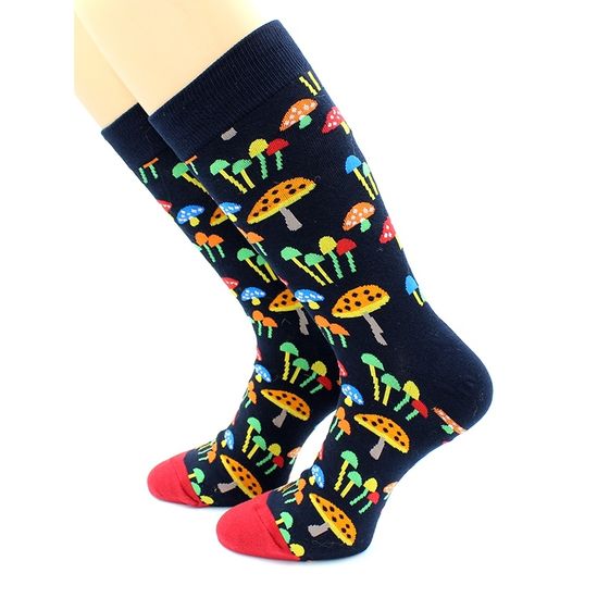 Носки с принтом "Ядовитые грибочки" черные Hobby Line