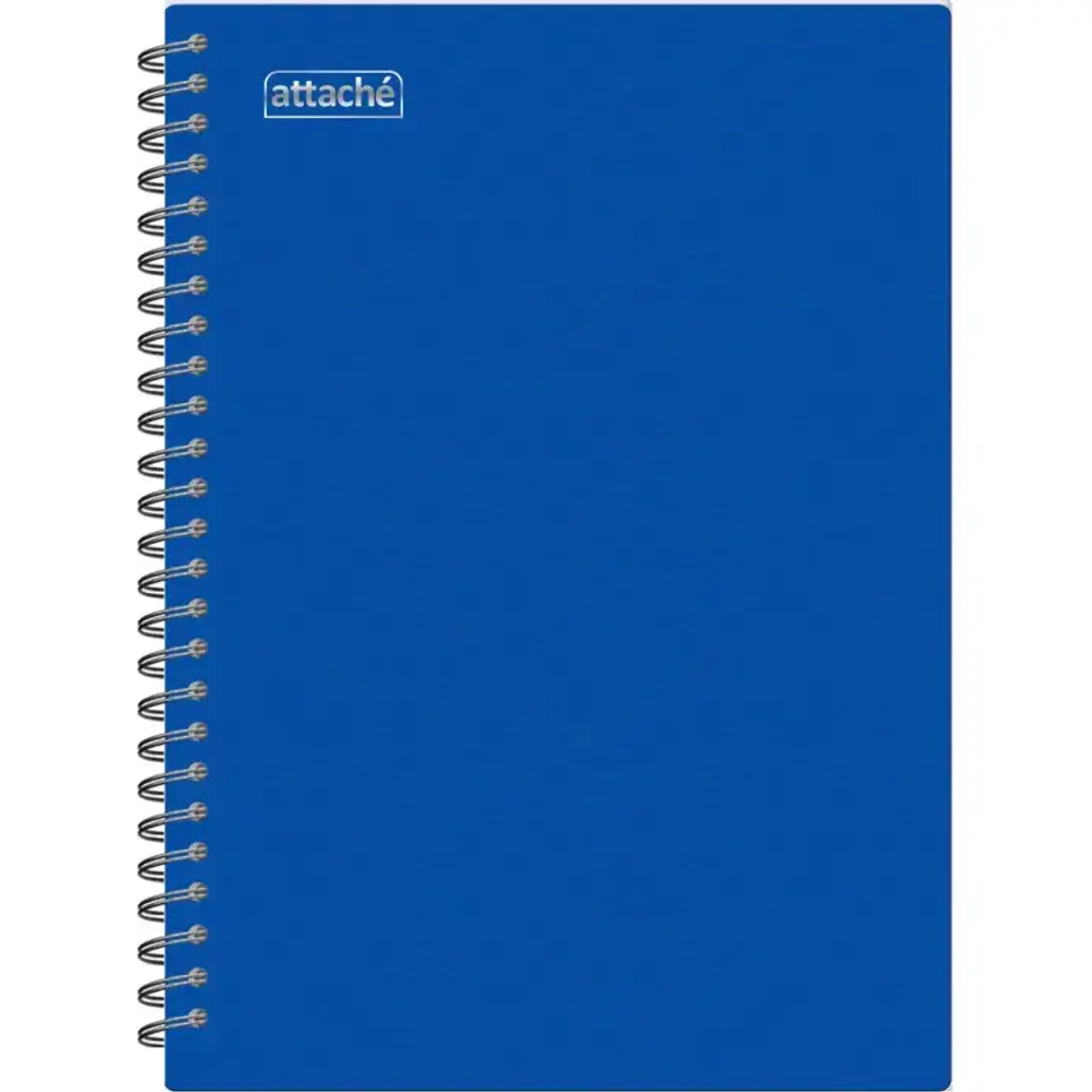 Бизнес-тетрадь А4,120л,гребень,обл.пластик,клетка, Attache Plastic, синий