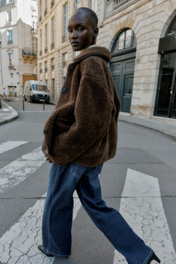 ZARA ДВУСТОРОННЕЕ ПАЛЬТО, КОРИЧНЕВЫЙ