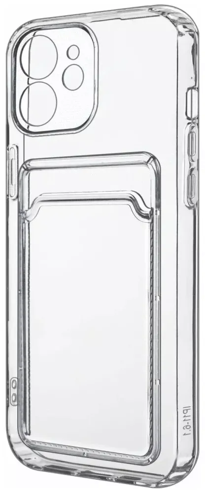 Силиконовый чехол-накладка с отделением под карту для iPhone 12 прозрачный