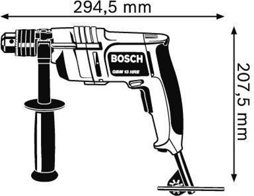 Дрель безударная сетевая BOSCH GBM 13 HRE  односкоростная  0601049603